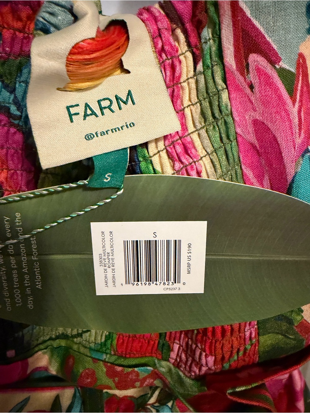 FARM Rio Green & Pink Tropical Floral One-Piece Romper - Picture 4 of 4